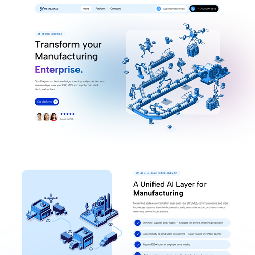 B2B website with the title 'Metalinked'