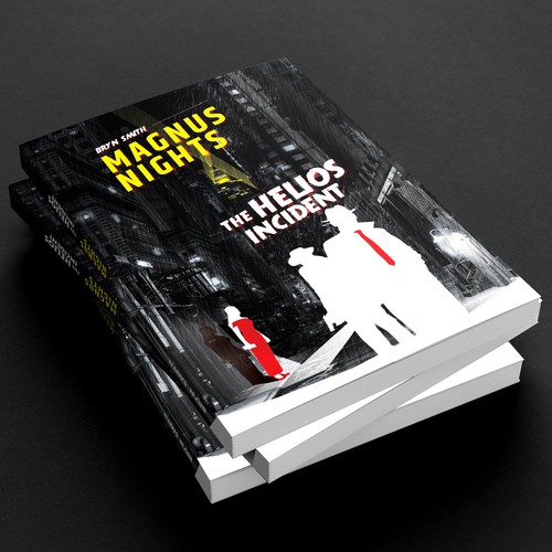 Black and white book cover with the title 'Design cover for a sci-fi noir novel'