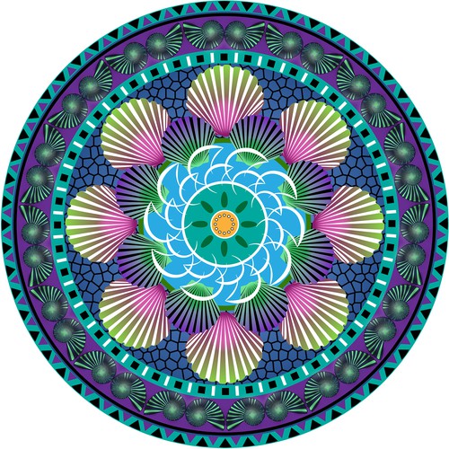 Seashell design with the title 'Beach themed rug design'