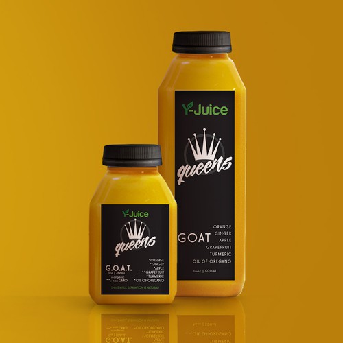 Juice label with the title 'Pressed juice labels and 3D'