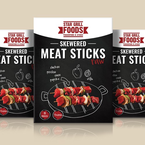 Meat packaging with the title 'Packaging for meat skewers'