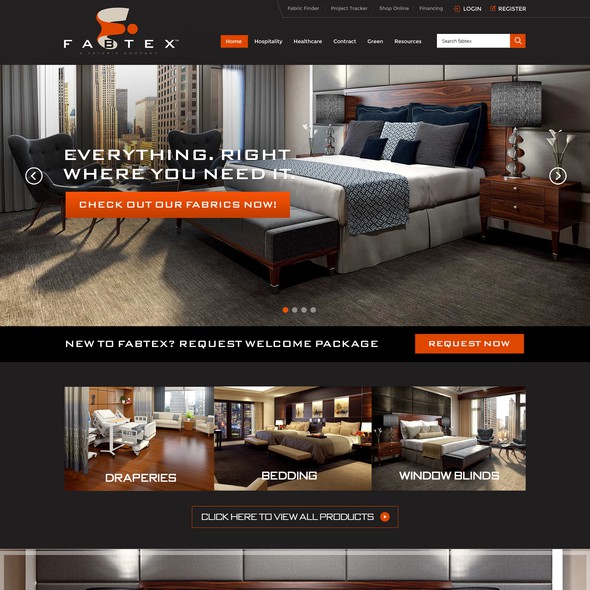 Bedding design with the title 'Home page design for Fabtex'