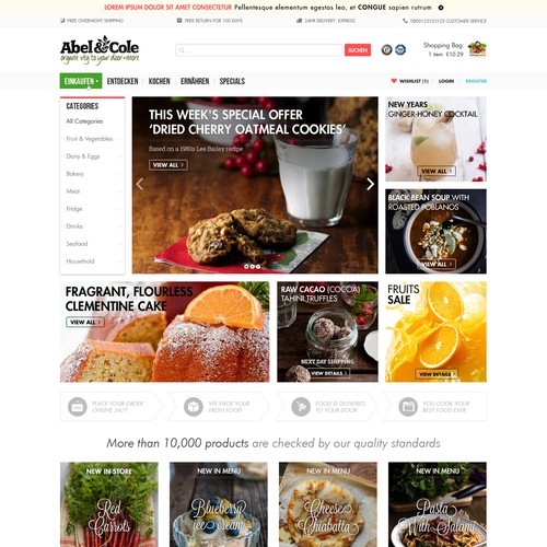 Shopping design with the title 'Fresh Food Online-Store searches their next Lifestyle Designer'