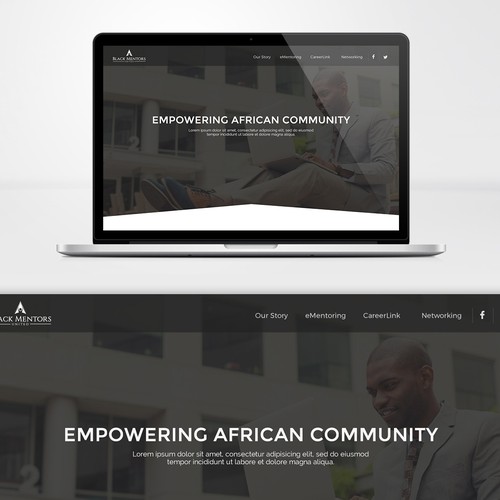 Black website with the title 'Modern and bold design for black social website'