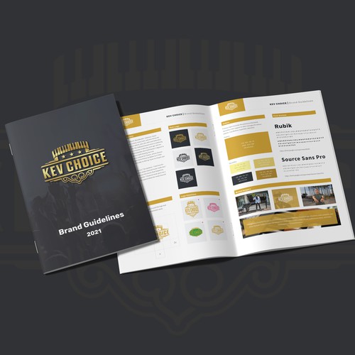 Style guide design with the title 'Pianist. Emcee. Producer. Bandleader. Sideman. Music historian.'