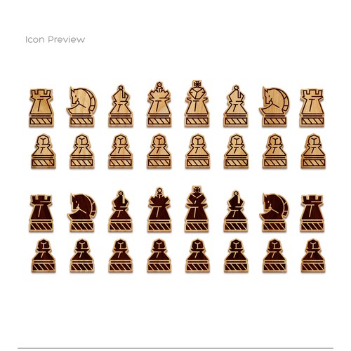 Line drawing design with the title '2-dimensional wooden chess pieces for a vertical chess board'