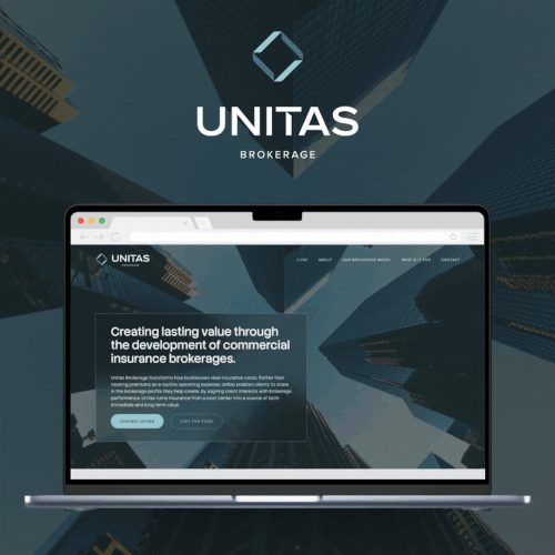 Design with the title 'Unitas Brokerage Website'