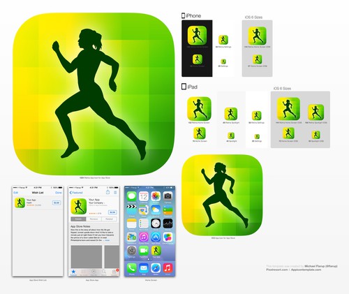 Workout design with the title 'Running App Icon Set'
