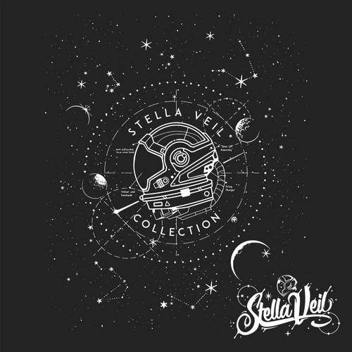 Astronaut design with the title 'Stella Veil Streetwear brand capsule collection'