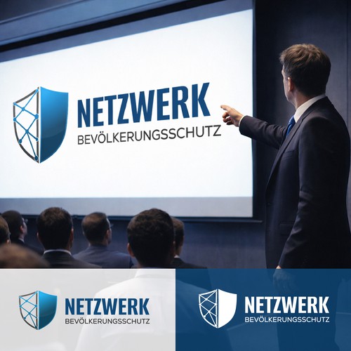 Networking logo with the title 'Shield + network security logo'