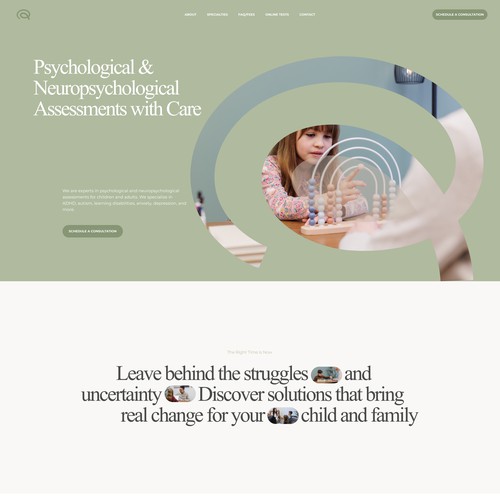 Animation website with the title 'Website design for Huntington Psychological Services'