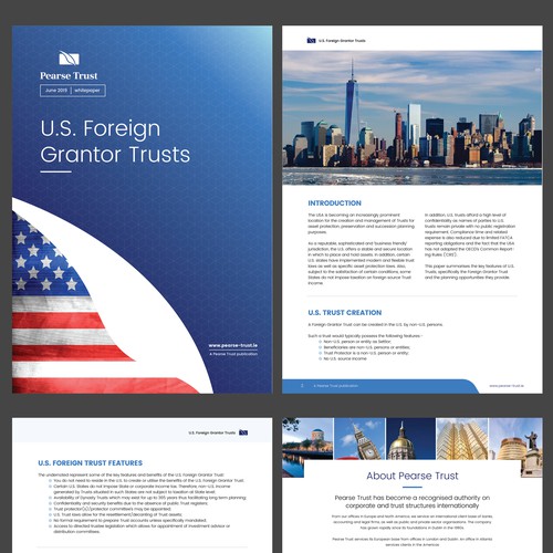 White paper design with the title 'Whitepaper template for Pearse Trust'