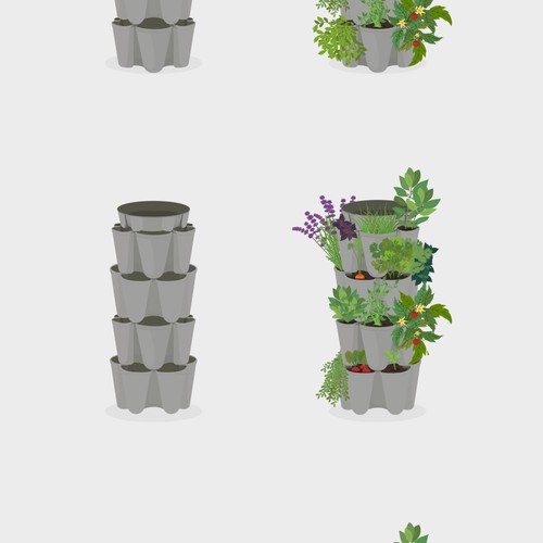 Flat design illustration with the title 'Illustration of a GreenStalk Vertical Planter!'