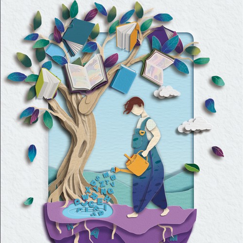 Digital art illustration with the title 'Alphabet gardener'