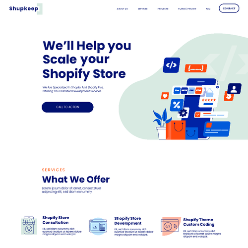 Homepage website with the title 'Website Design for a Shopify Agency'