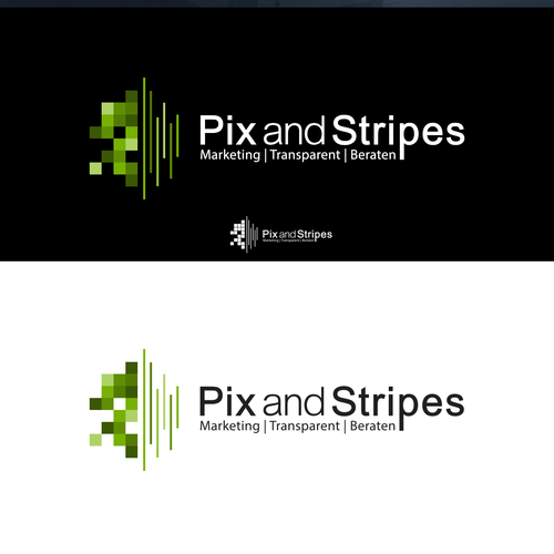 Horizontal design with the title 'Winning design for Pix and Stripes'
