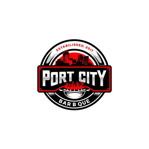 Ribs logo with the title 'PORT CITY BER B QUE'
