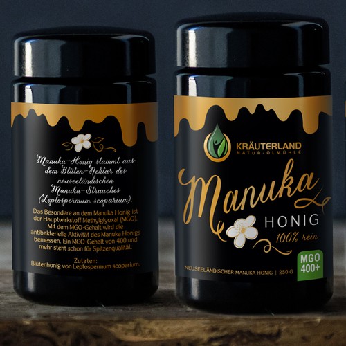 Honey label with the title 'Label for Manuka Honey'