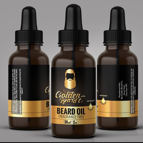 Beard label with the title 'Golden Beard Co - Beard Oil'