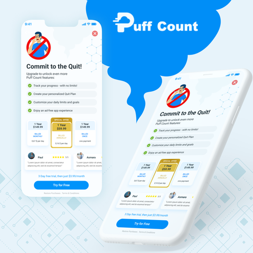Splash screen design with the title 'Mobile App // 1 Screen Paywall Redesign // Health & Wellness'