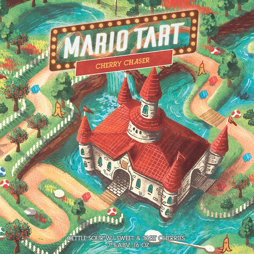 Artwork illustration with the title '8bit mario tart series-cherry chaser'