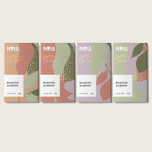 Vegan food packaging with the title 'Logo and Packaging for Chocolate Blocks '