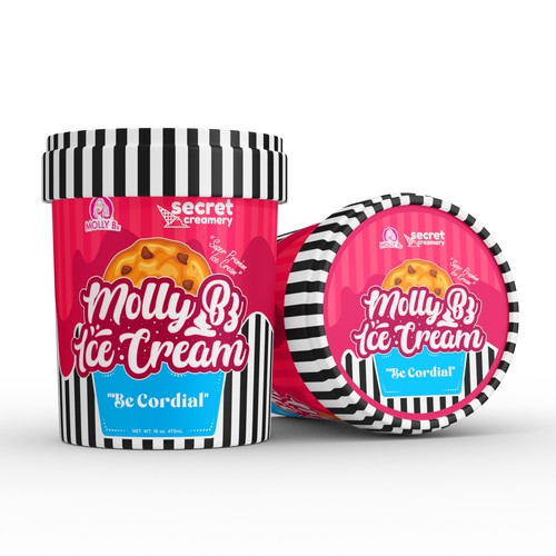 Ice cream packaging with the title 'Molly Bz Ice Cream'