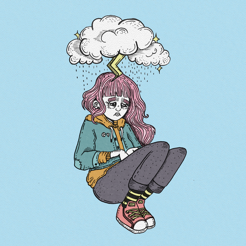 Cute artwork with the title 'Illustrations for Anxiety Article'