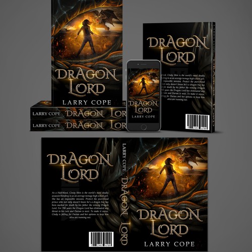 Fire book cover with the title 'Concept design for Dragon Lord book cover'