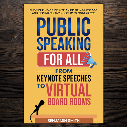 Graphic book cover with the title 'Public Speaking for All eBook'