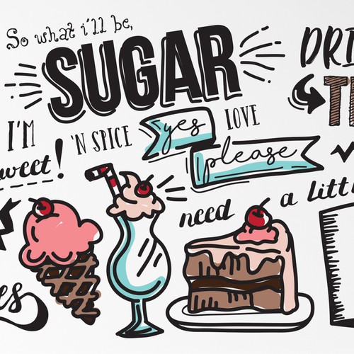 Sugar design with the title 'Bold Typhography Art for Drinks and Treats shop'