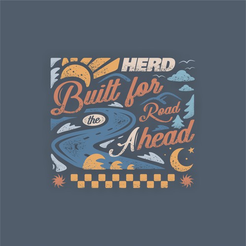 Illustrated t-shirt with the title 'Vintage Lifestyle Design for Herd'