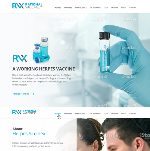 Medical design with the title 'Website design for a World-Changing Vaccine Pharma Company'