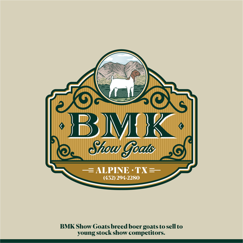 Mountain goat logo with the title 'Logo for BMK Show Goats'