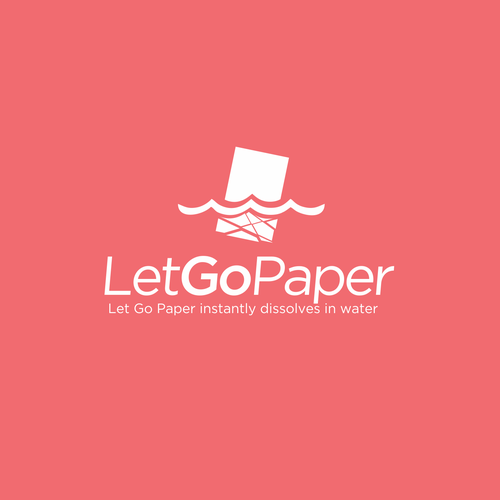 Story logo with the title 'logo to represent Let Go Paper, which dissolves instantly in water.'