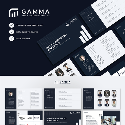 Presentation design with the title 'GAMMA Powerpoint Presentation Template'