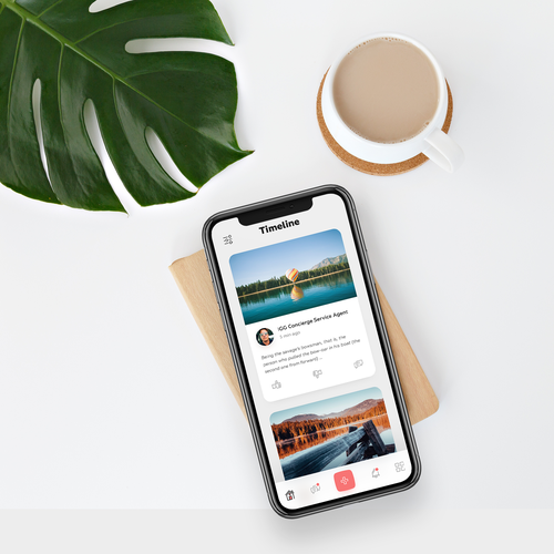 Feed design with the title 'An app design for concierge services'
