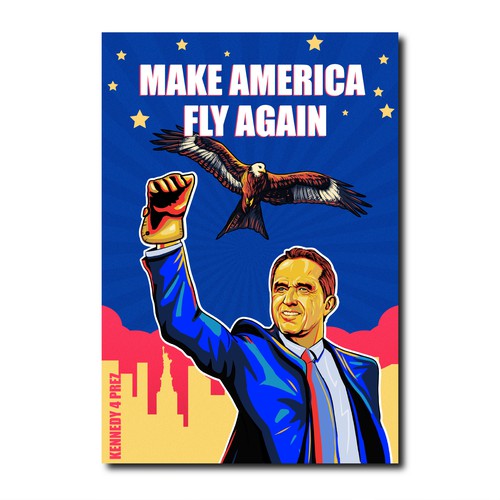 Political artwork with the title 'Kennedy for President. Portrait illustration.'