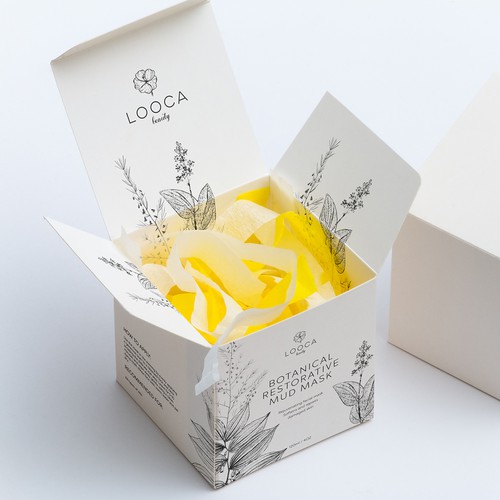 Botanical packaging with the title 'Face mask package design'