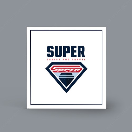 Cruise design with the title 'Super man concept logo for cruise travel company'