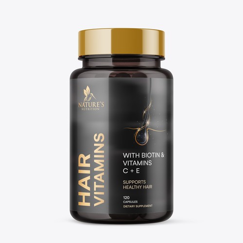 Luxurious label with the title 'Hair Vitamin Supplimnet Label Design'