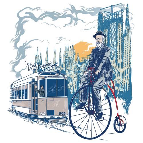 Sketch design with the title 'Gaudi Shirt Design'