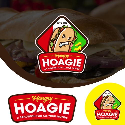 Sandwich shop logo with the title 'Hangry Hoagie'