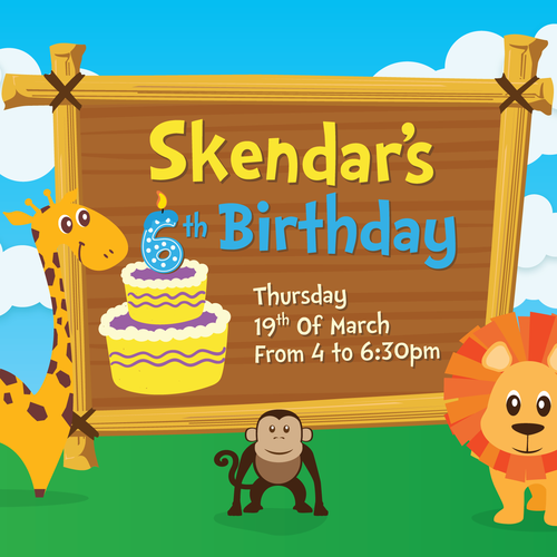 Safari design with the title 'Safari Birthday Invitation'
