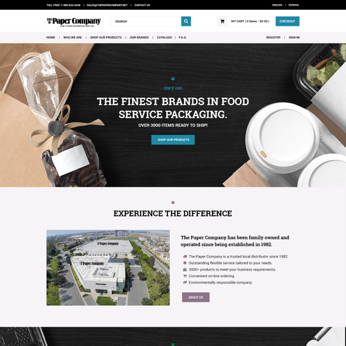 Food website with the title 'The Paper Company '