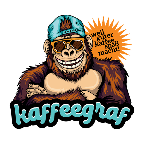 Character logo with the title 'Company Logo for a coffee start-up roastery that loves animals and crazy designs'