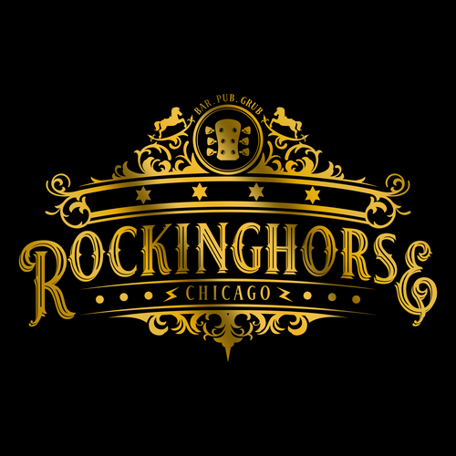 Lounge design with the title 'classic bold logo concept for Rockinghorse Chicago'