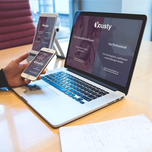 Page design with the title 'Startseite designen für die Jugend'