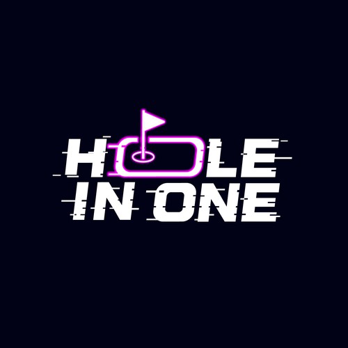 Glitch design with the title 'Hole In one'