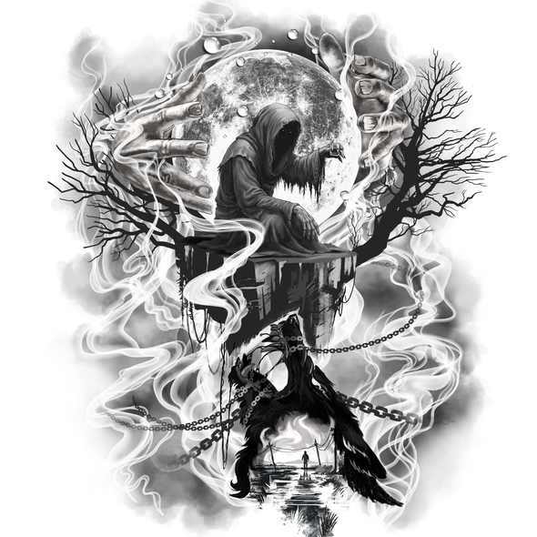 Moon design with the title 'Back Tattoo'